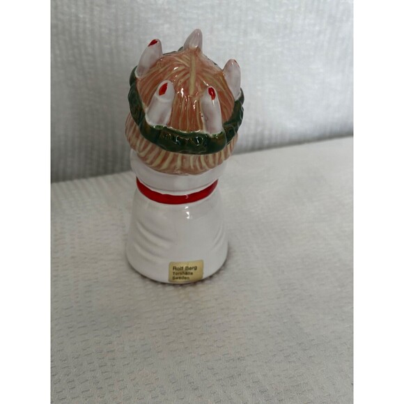 Rolf Berg Pottery, Swedish Girl/ figurine,  wearing Lucia Costume , 5.25” x 2” - Picture 3 of 6